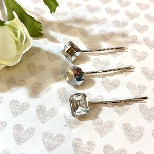 Rhinestone Embellished Silver Bobby Pins Hair Clip